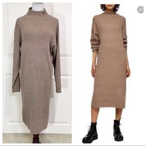 NWT! Ribbed Long Sleeve Funnel Neck Midi Sweater Dress
TOPSHOP